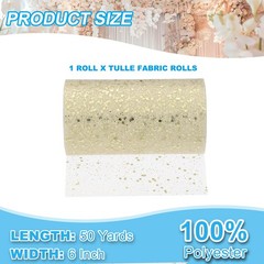 Tulle Fabric Rolls 6″ by 50 Yards Fabric Spool Tulle for DIY, Beige-gold