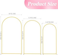 Elegant Gold Wedding Arch Set of 3 – 7.2FT, 6.6FT, 6FT