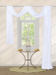 MoKoHouse Wedding Arch Draping Fabric Decorations: 1 Panel White Sheer Curtai…