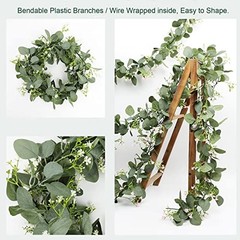 Gypsophila Artificial Eucalyptus Garland – 2 Pack – 5.8Ft Faux Baby Breath White