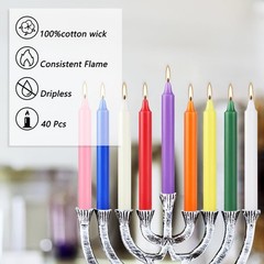 Howemon 40 Pack Assorted Color Spell Chime Candles, 4 Black, 4″40pcs-Colored