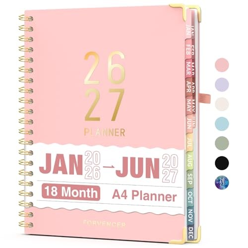 Planner 2026-2027, 18 Month Weekly and Monthly Calendar 8.5″ x 11″ Pink