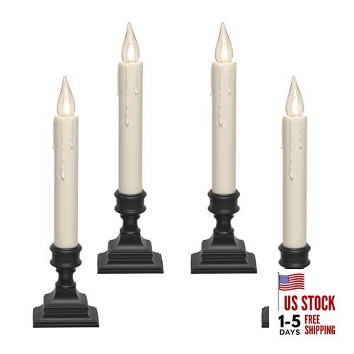 Vintage LED Battery Operated Window Candles with Timer, Bright Antique Bronze
