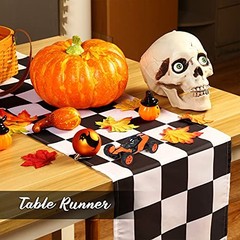 2 Pack Table Runner Black and White Tablecloths 12.6 x 72 Inch Checkered