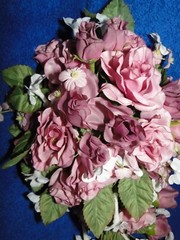 New Sullivan Inc. Grape French Rose/Stephanotis Silk Flowers Bridal Bouquet