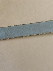 Vintage 3/8″ Ribbon Blue Mist Gold Edge Double Face 100% Polyester 100 Yards