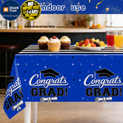 multiwins 7-Pack Graduation Party Decorations Set, 3 Blue 54″ x 108″,