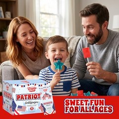 Patriotic Lollipops – Individually Wrapped Flag & Star Shape 50 Pack July 4