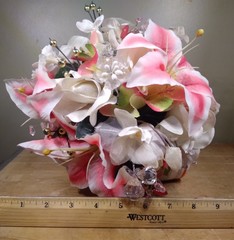 Handmade Wedding Bouquet Pink And White With Jewels Beautiful Made In 2010