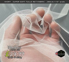 IVORY – SUPER SOFT TULLE NET FABRIC – BRIDAL, EVENTS & DECOR – 280cm wide