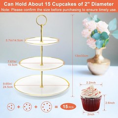 Stylish 3-Tier Dessert Tower Tray with Round Gold Edges – Lightweight & Durable