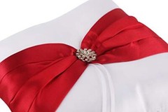 7.8″ Satin Artificial Diamond Decoration Wedding Ring Bearer Pillow () Red