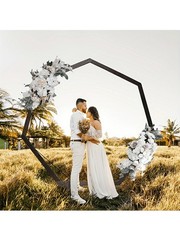 7.2FT Wooden Wedding Arch Geometric Arbor Backdrop Rustic Boho Party Decor