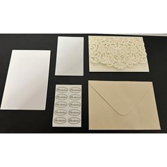 Bajayvovo 10 Piece Laser Cut Wedding Pop Up Card Invitation with Envelope Ivory