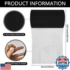 Black Tulle Fabric Roll 6 Inch 100 Yards(300 feet) Sheer Tulle Netting Spool