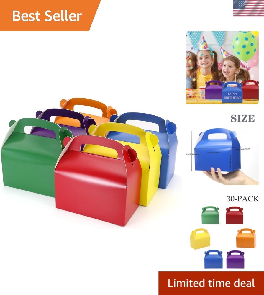 30-Pack Colorful Rainbow Treat Boxes – Eco-Friendly Gift Boxes with Handles