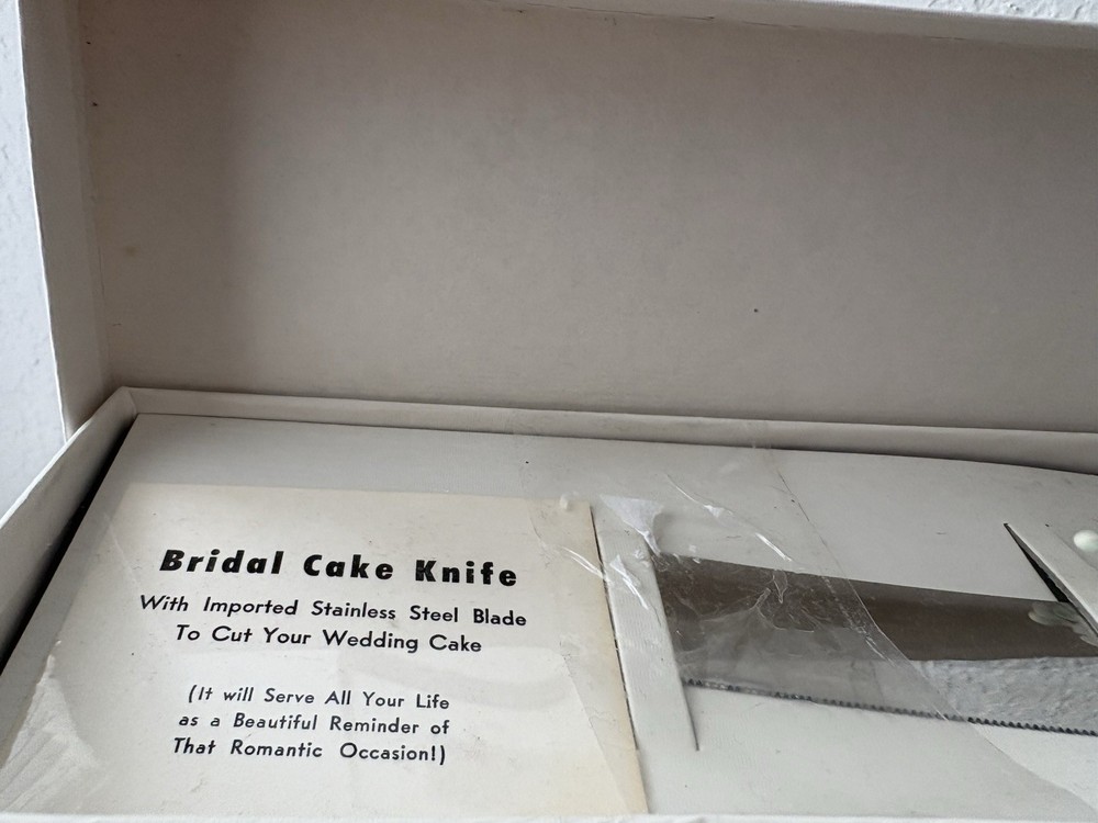 Vintage Wedding Cake Knife, Sheffield, England, W/ Pearlized Handle NOS Open Box