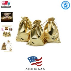 Pack of 100 3.54″x4.72″ Heavy Duty Gold Drawstring Organza Jewelry Pouches We…