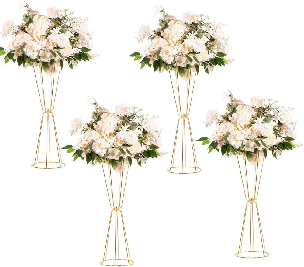 Gold Vases Centerpieces for Wedding Geometric Metal Flower Stand for Tables Bulk