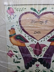 Original Hand Painted Marriage Certificate Blank Vintage Love Folk Art 16″x13″