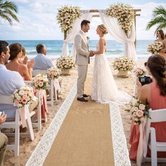 15 Ft x 36 in Natural Burlap Wedding Aisle Runner, Rustic Jute Weddings Runwa…