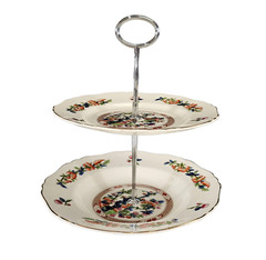 Vintage Indian Tree Cake Plate Stand Tower Cream Red England 1960’s