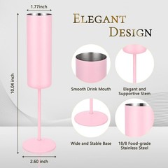 Qtencas 2 Pack Stainless Steel Champagne Glasses, 6oz Unbreakable Stemmed Cha…