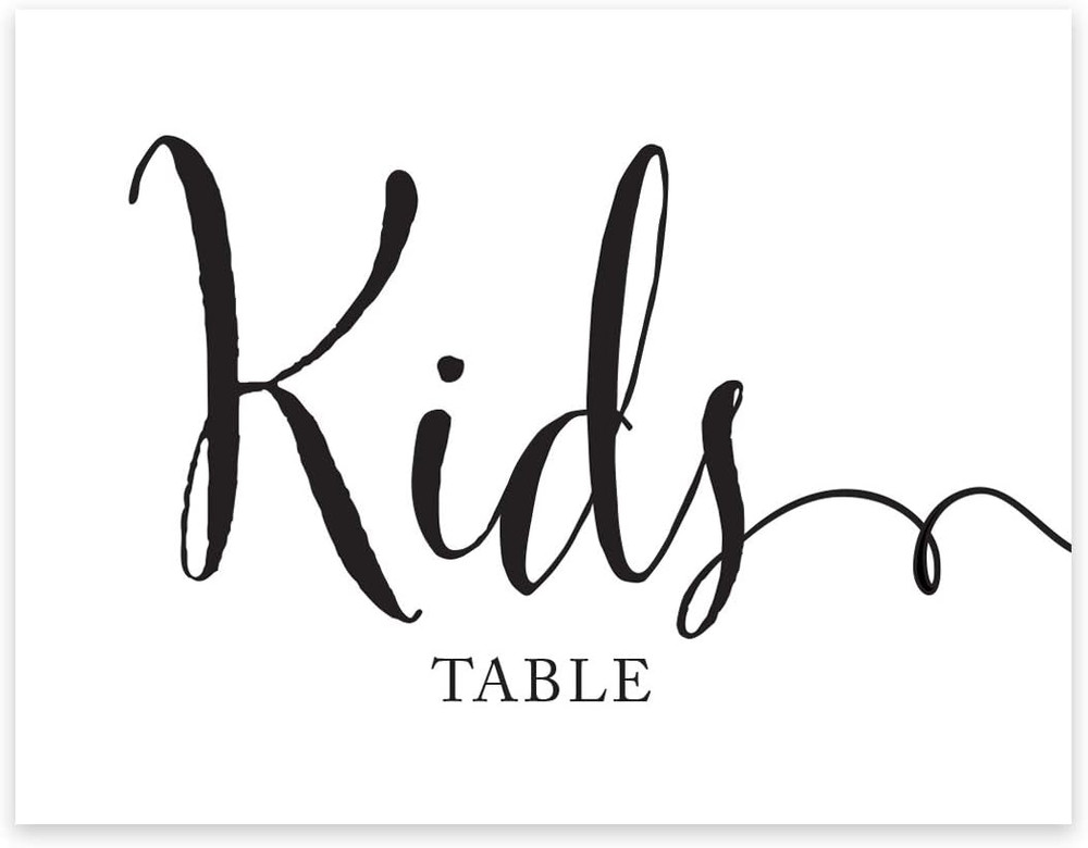 Wedding Party Signs, Formal Black and White Print, 8.5×11-inch, Kids Table Sign,