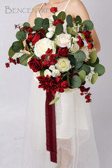 14 Inch Burgundy Bridal Bouquet,Fall Wedding Bouquet,Bride Bouquets for Wedding