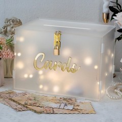 Frosted Acrylic Wedding Card Box with Lock DIY Gift Card Box for Wedding Rece