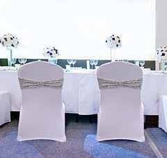 Sequin Chair Sashes Pack Glitter Chair Bows Bands with Buckle for 50 Silver