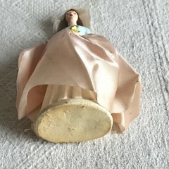 Vintage 1940s 1950s Chalkware Bridesmaid Table Topper in Glass Dome
