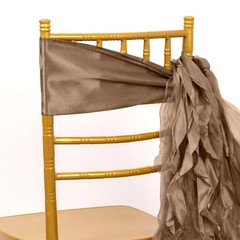 5 TAUPE Curly Willow Chiffon Satin CHAIR SASHES Party Event Decorations Supplies