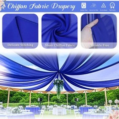 FANPROMS 4 Panels Royal Blue Ceiling Drapes Wedding Decorations Sheer Chiffon…