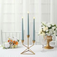 3 DUSTY BLUE 11″ tall LED Flameless Taper Candles Lights Home Wedding