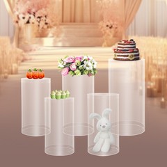 Wedding Table Flower Stand Clear Cylinder Pedestal Set 5 Pcs 77 Lbs Capacity