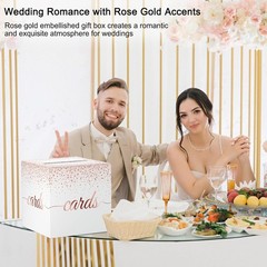Rose Gold Cards Box for Birthday, Wedding, Bridal or Baby Shower, Graduation,…
