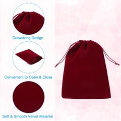 8Pcs Velvet Gift Bags 7 x 9″ Velvet Drawstring Jewelry Pouches Burgundy