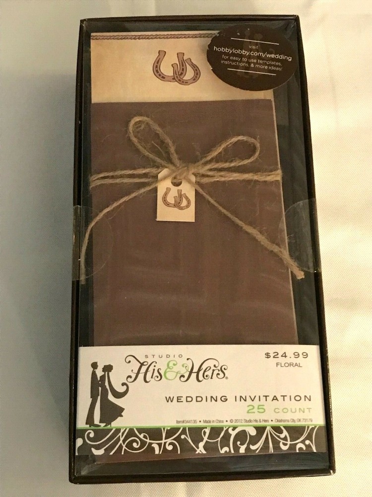 Hobby Lobby Studio His & Hers 25 Count Brown Wedding Invitations Country Western