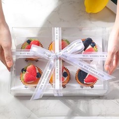 24 Pack Clear Cupcake Boxes 6 Count Plastic Clear Cupcake Containers with