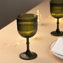 12 HUNTER GREEN Plastic Wine Glasses Vintage Ribbed Pattern Events Decorations