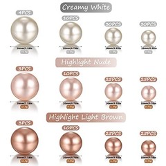 200 Pearl Beads for Vase Filler Centerpieces – Nude, Light Brown, White