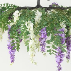 55″ CREAM PURPLE Silk Wisteria Vine Hanging Artificial FLOWER Chandelier Party