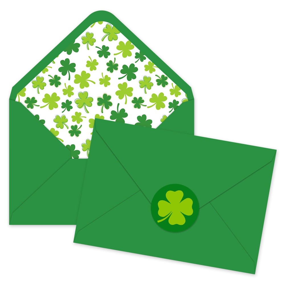 50 Pcs St. Patrick’s Day Invitation Envelopes Greeting Card Envelope Green Shamr