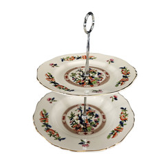 Vintage Indian Tree Cake Plate Stand Tower Cream Red England 1960’s