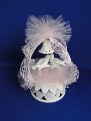New Vintage Wilton Petite «White Birds» in pink Wedding Cake Top, 111-133