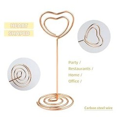 10 Pcs Heart Shaped Table Number Stand and Place Card Holder – Mini Wire Picture
