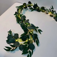 6 ft GREEN Artificial Eucalyptus Leaf GARLAND String Lights Party Decorations