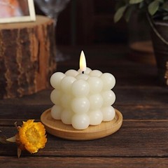 IVORY 2 Bubble Cube 2″ Flameless LED CANDLES Decorative Centerpieces Party Event