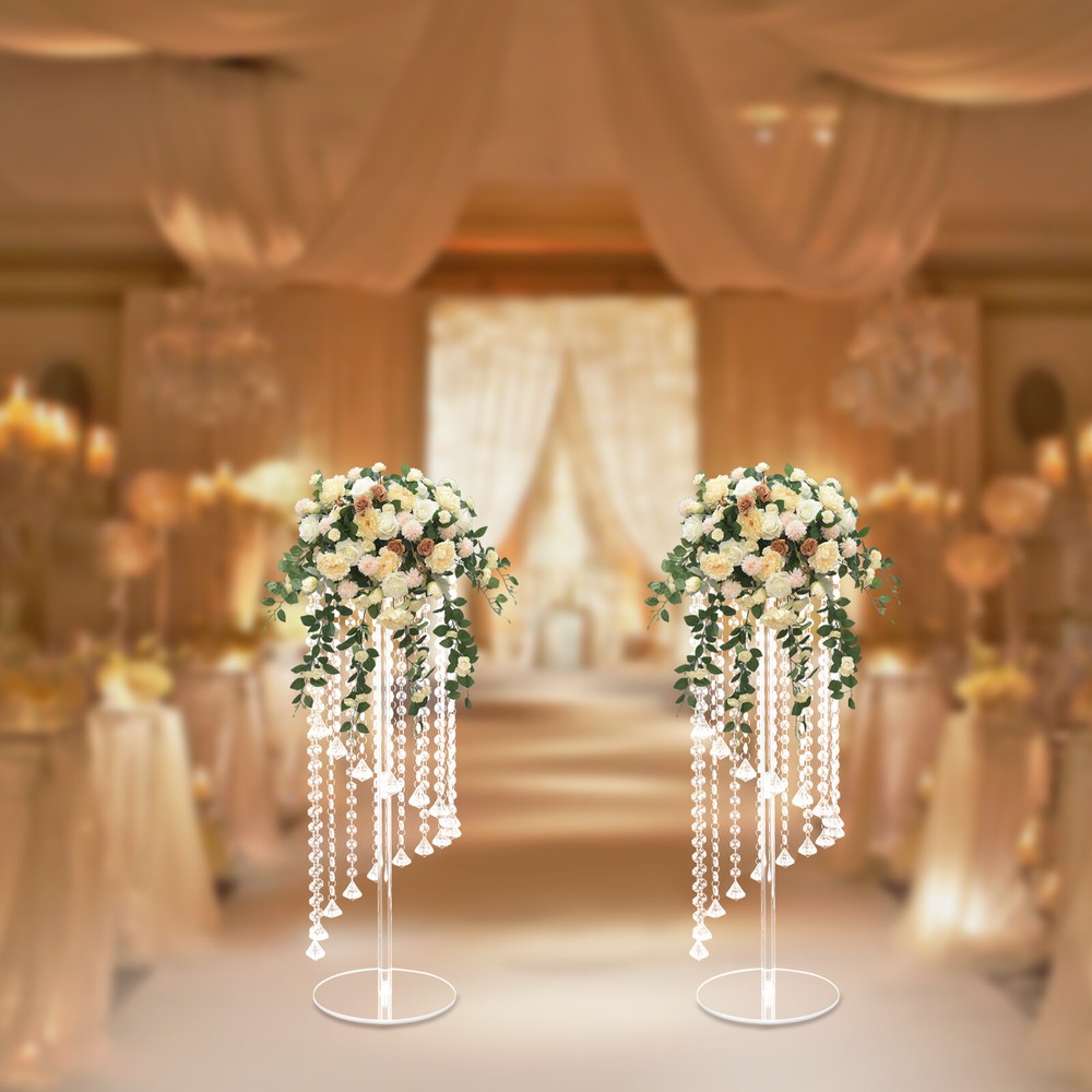 2 Pcs Flower Vase Column Flower Stand Tall Vases For Wedding Party Centerpieces